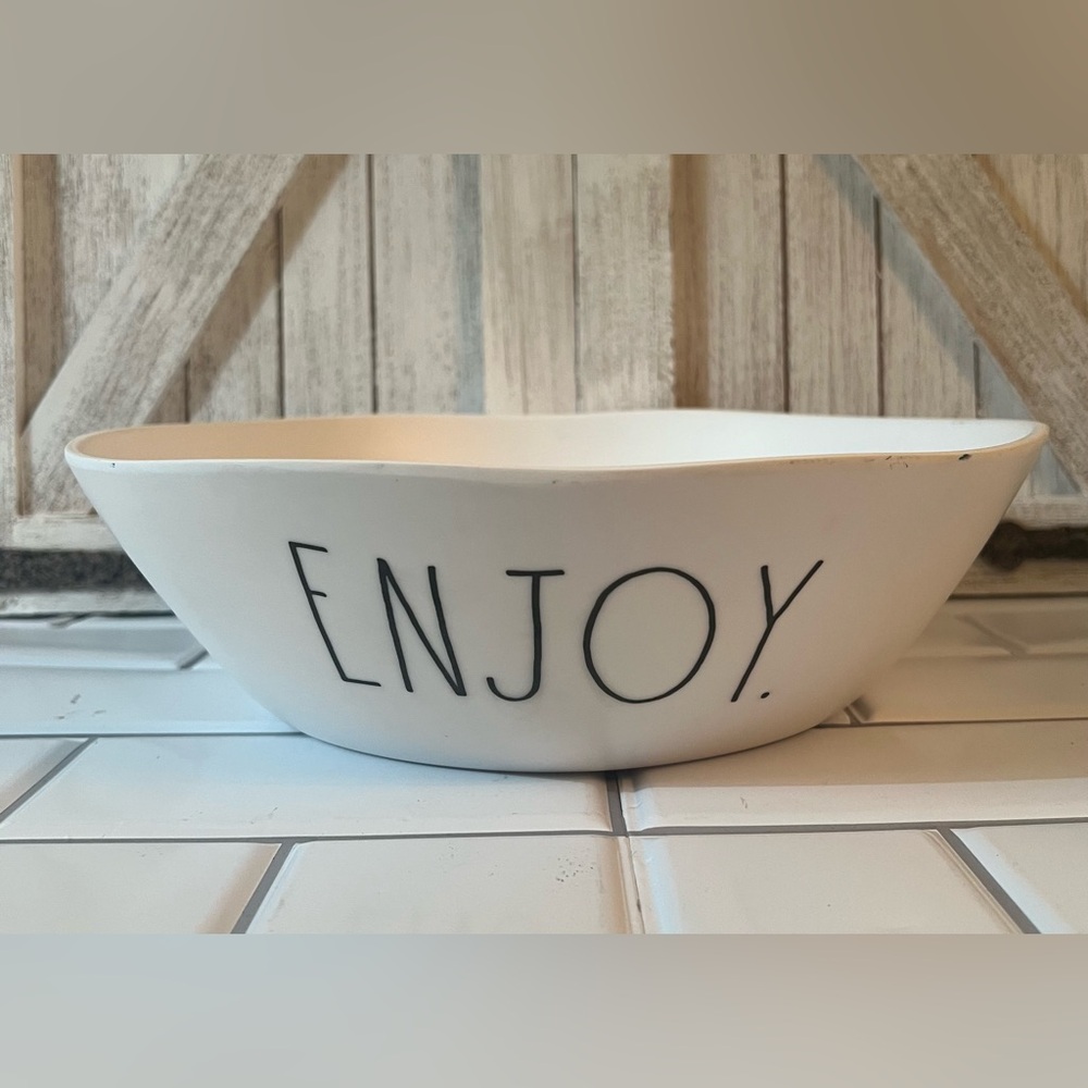 Rae Dunn White Bowl with 'ENJOY' Text